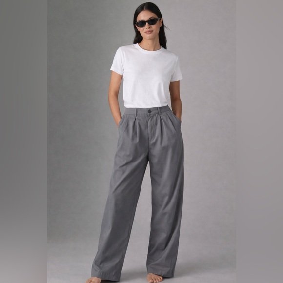 Source Unknown Pants - Source Unknown Grey Pleated Wide Leg Pants